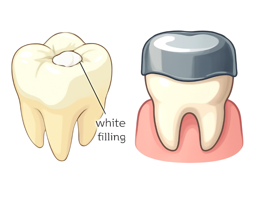 White Fillings and Silver Caps for Kids
